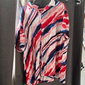 No Boundaries Vibrant Red and Blue Shirt